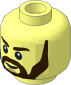 Minifig Head with Dark Brown Eyebrows and Angular Beard Pattern
