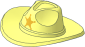 Minifig Hat Fedora with Large Brim with Gold Sheriff Star Pattern
