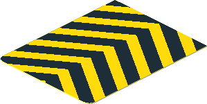 =Sticker  1.6 x  1.3 with  5 Yellow/Black Chevrons Upwards