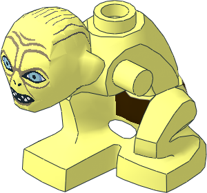 Minifig Gollum with Narrow Eyes and Half-open Mouth Pattern