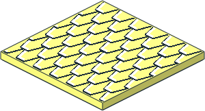Tile  6 x  6 with Groove and Underside Studs with Black and White Roof Shingle Outlines Pattern