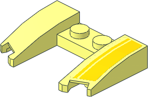 Wedge  3 x  4 x  0.667 Cutout with Yellow Stripes on Transparent Background Right Sticker