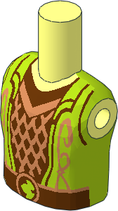 Figure Friends Boy Torso with Lime Vest over Bronze Diamond Shirt Pattern
