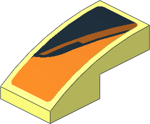 Slope Brick Curved  2 x  1 with Black Triangle on Orange Background Right Sticker