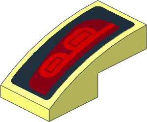 Slope Brick Curved  2 x  1 with Red Taillamp on Black Background Left Sticker