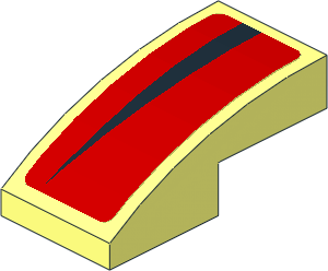 Slope Brick Curved  2 x  1 with Black Arc on Red Background Left Sticker