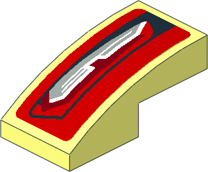 Slope Brick Curved  2 x  1 with Taillamp on Red Background Right Sticker