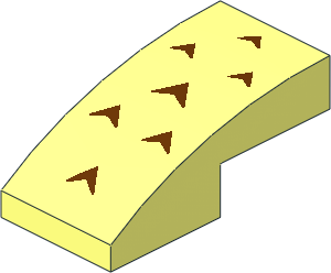 Slope Brick Curved  2 x  1 with 7 Reddish Brown Arrowheads Pattern