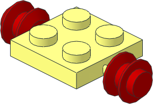 Plate  2 x  2 with Red Wheels (Complete)