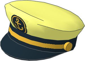 Minifig Captains Hat with Black Visor, Gold Anchor and Narrow Braid Pattern