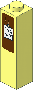 Brick  1 x  1 x  3 with "RING ALSO" Sign Sticker