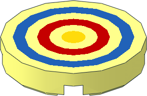 Tile  2 x  2 Round with Round Underside Stud with Archery Target Pattern