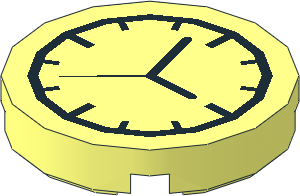 Tile  2 x  2 Round with Round Underside Stud with Clock Pattern