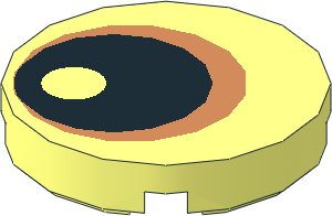 Tile  2 x  2 Round with Eye with Copper Iris and Black Pupil Pattern