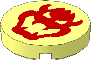 Tile  2 x  2 Round with Red Bowser Head Pattern