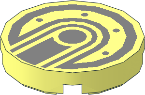 Tile  2 x  2 Round with Round Underside Stud with Metallic Silver Mechanical Pattern