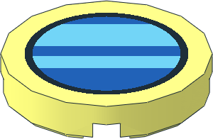 Tile  2 x  2 Round with Blue and Medium Azure Stripes within Black Ring Pattern