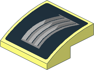 Slope Brick Curved  2 x  2 x  0.667 with Grey Air Vents on Black Background Left Sticker