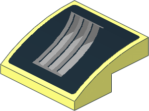 Slope Brick Curved  2 x  2 x  0.667 with Grey Air Vents on Black Background Right Sticker