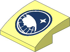 Slope Brick Curved  2 x  2 x  0.667 with Arctic 2014 Logo (White on Dark Blue) Pattern