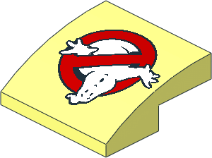 Slope Brick Curved  2 x  2 x  0.667 with Ghostbusters Logo Pattern