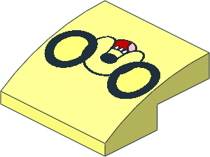 Slope Brick Curved  2 x  2 x  0.667 with Dog Nose and Big Round Eyes Pattern