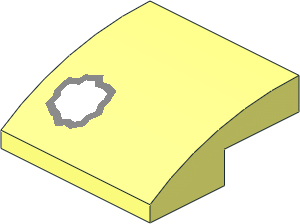Slope Brick Curved  2 x  2 x  0.667 with Metallic Silver and White Hole Pattern