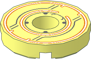 Tile  2 x  2 Round with Hole with Disc with Orange Ring Pattern