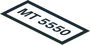 Sticker  1.3 x  2.9 with Black "MT 5550" on White Background and Black Border