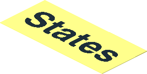 Sticker  1.1 x  2.5 with Black "States"