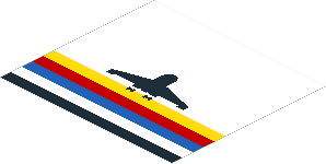 =Sticker  4 x  3.6 with Black Aircraft and Five Coloured Stripes