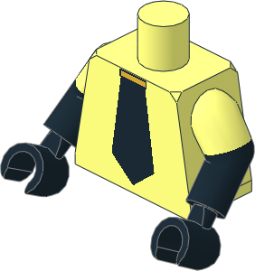 Minifig Torso with Dual Mould Arms and Hands with Gold Tie Pin and Black Arms and Tie Pattern