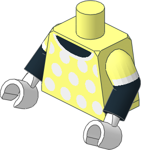 Minifig Torso with Dual Mould Arms and Hands with White Dots and Collar Pattern