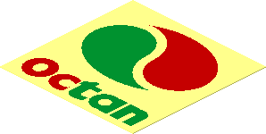 Sticker  1.9 x  1.9 with Octan Logo and "Octan" underneath on Transparent Background