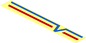 Sticker  1.1 x  7.9 with Blue V and Red Lines Left on Transparent Background