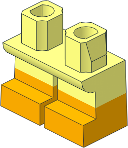 Minifig Hips and Legs Short with Bright Light Orange Half Leg and Feet Pattern