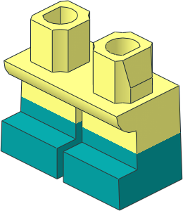 Minifig Hips and Legs Short with Dark Turquoise Half Leg and Feet Pattern