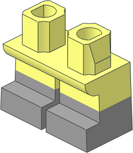 Minifig Hips and Legs Short with Light Bluish Grey Half Leg and Feet Pattern