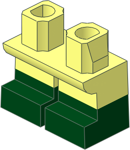 Minifig Hips and Legs Short with Dark Green Half Leg and Feet Pattern
