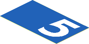 Sticker  1.1 x  1.9 with Right White Number Five on Blue Background