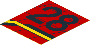 Sticker  2.2 x  1.8 with Black 28 on Checkered Red Background Race Logo