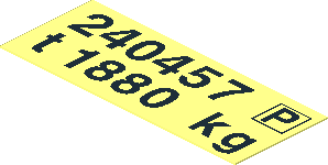 Sticker  0.8 x  1.9 with "240457 P" and "t 1880 kg"