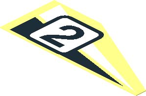 =Sticker with White/Black Triangles and Racing Number "2", Right