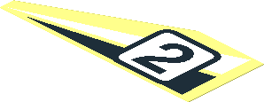 =Sticker with White/Black Triangles and Racing Number "2", Left