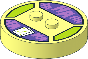~Electric Brick  4 x  4 x  0.667 Round - Top with  2 Studs with Medium Lavender "HA HA" and Playing Cards Pattern