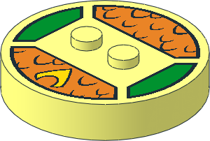 ~Electric Brick  4 x  4 x  0.667 Round - Top with  2 Studs with Yellow Symbol and Black Scales Pattern