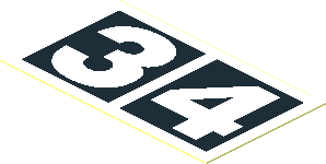 Sticker  1.1 x  1.9 with White "3" and "4" in Black Squares