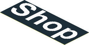 Sticker  1.1 x  2.9 with White "Shop" on Black Background