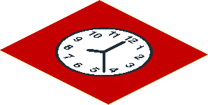 Sticker  2.3 x  2.5 with Clock Hands  8:00:22 on Red Background
