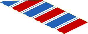 Sticker  2.6 x  7 with White/Red/Blue Stripes - Left